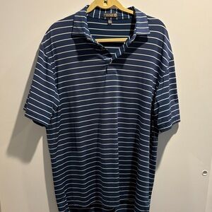 Peter Millar Navy and White Striped Polo